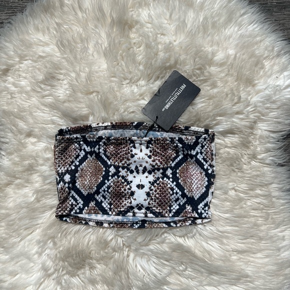 PLT PrettyLittleThing Snakeskin Bandea Top Bikini NWT - Picture 5 of 6